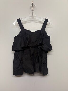 Paul & Joe Black Ruffle Strap Blouse